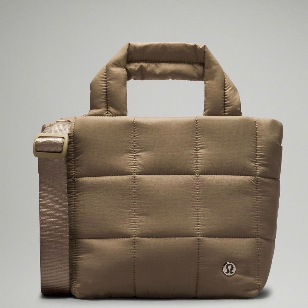 New LULULEMON Quilted Grid Tote Mini Handbag Bag Fawn Brown 5L